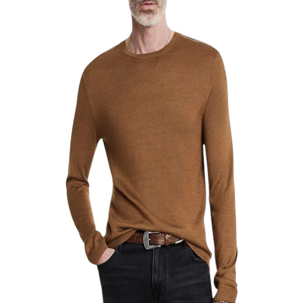 JOHN VARVATOS Novas Regular Fit Sweater in Ohcre Size XL